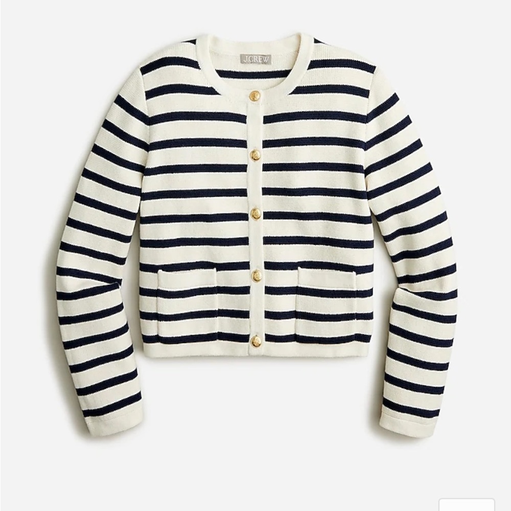 J.Crew Emilie patch-pocket sweater lady jacket in stripe